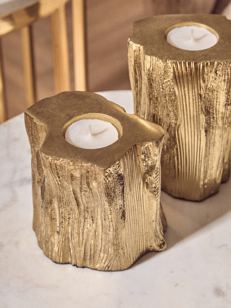 Set Of Two Gold Tealight Holders | Akola