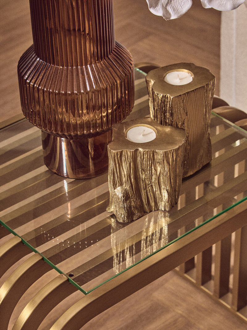 Set Of Two Gold Tealight Holders | Akola