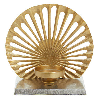 Small Two Toned Silver and Gold Finish Candle Holder | Dion