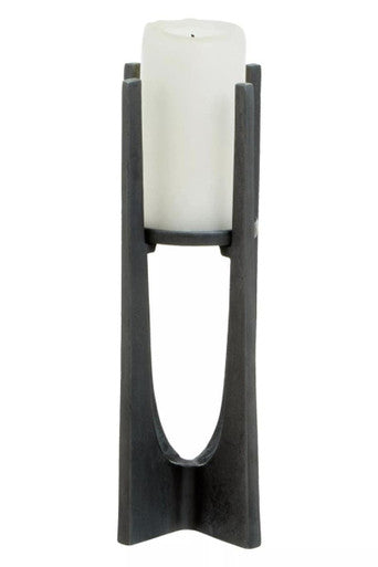 Small Washed Grey Finish Candle Holder | Dante