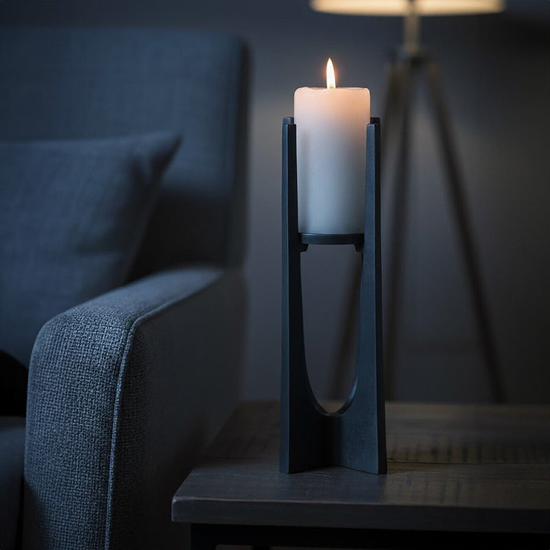 Small Washed Grey Finish Candle Holder | Dante