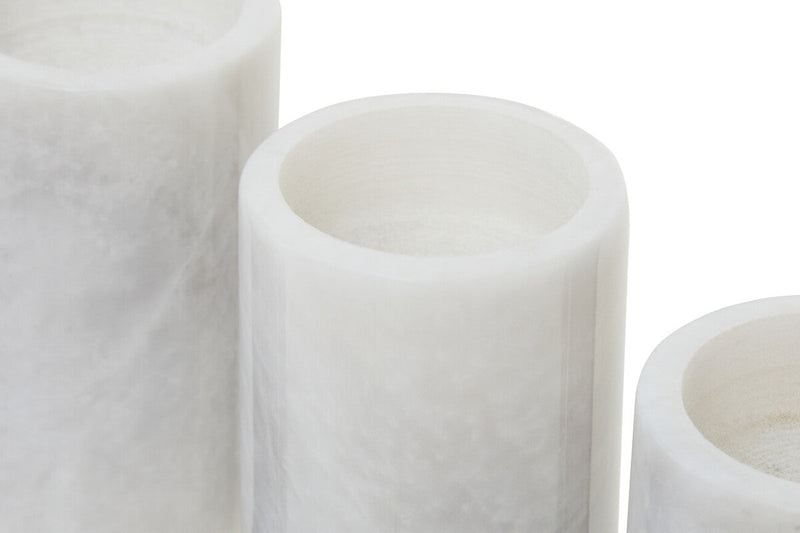 Set of Three White Marble Tealight Holders | Salmo