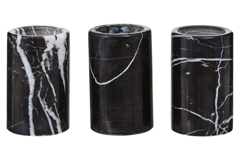 Set of Three Black Marble Tealight Holders | Salmo