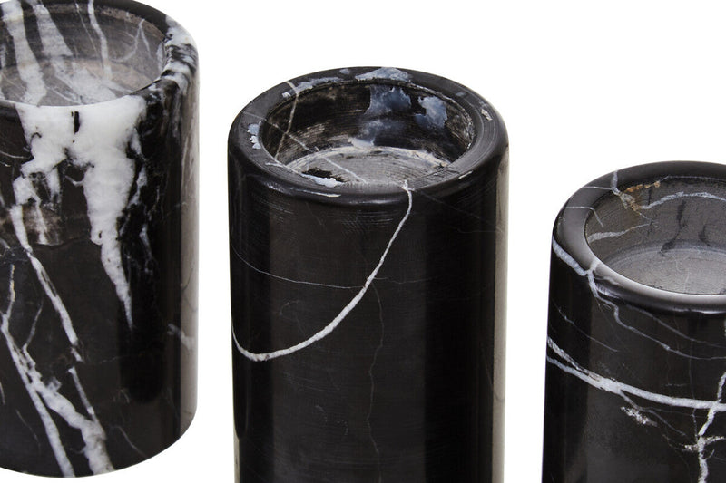 Set of Three Black Marble Tealight Holders | Salmo
