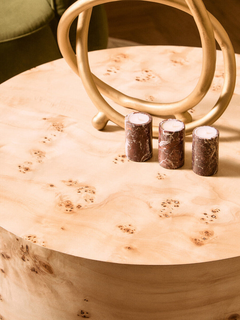 Set of Three Red Marble Tealight Holders | Salmo