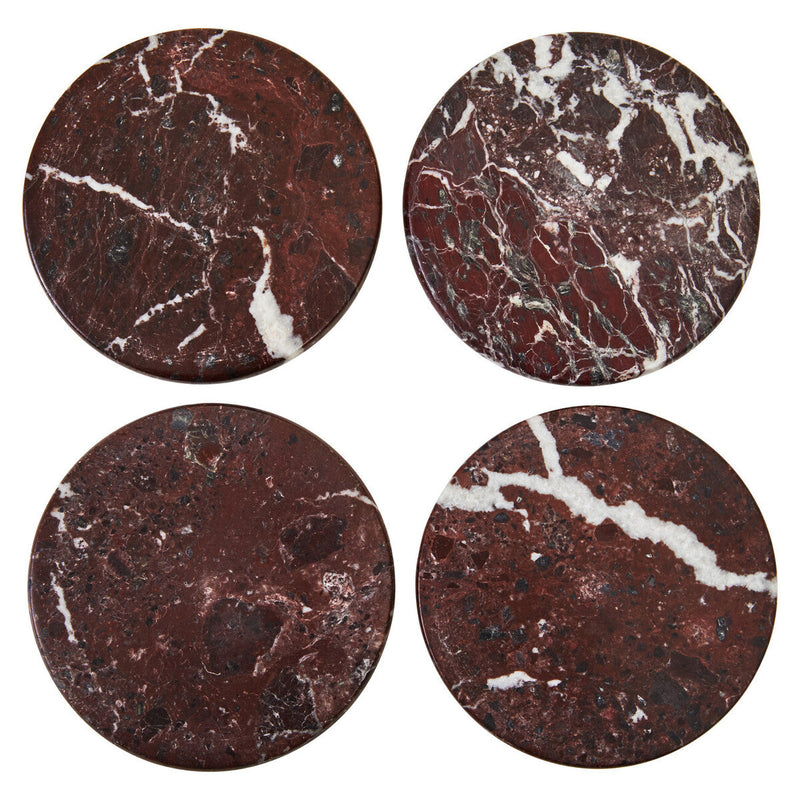 Set of 4 Red Marble Coasters | Salmo