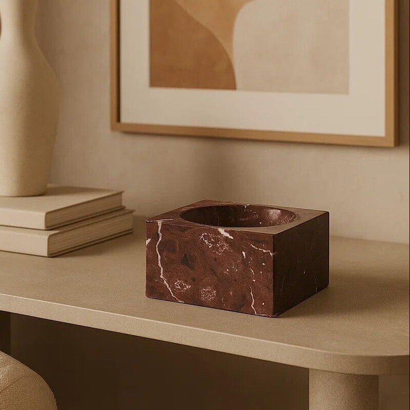 Square Red Marble Bowl | Salmo