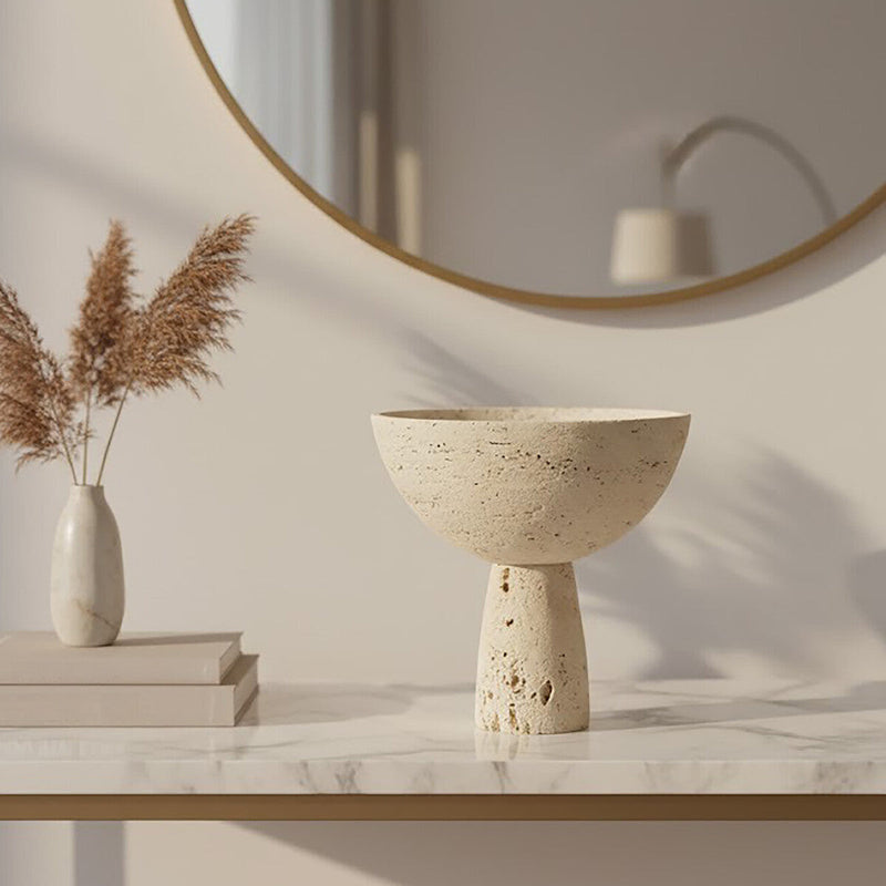 Travertine Pedestal Bowl | Tibor