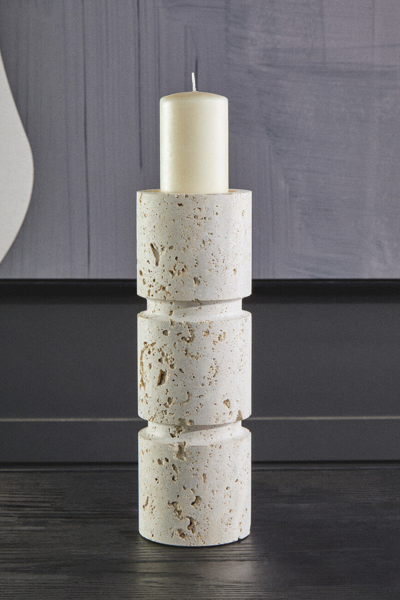 Travertine Large Candle Holder | Tibor