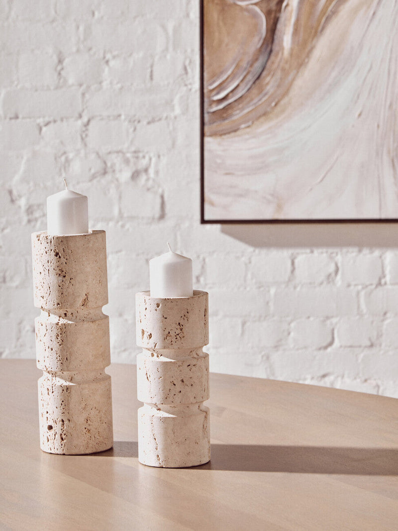 Travertine Large Candle Holder | Tibor