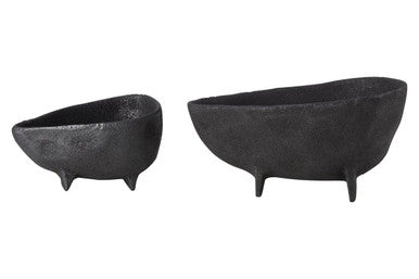Set of Two Textured Black Bowls | Deriva