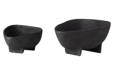 Set of Two Textured Black Bowls | Deriva