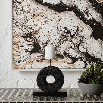 Small Charred Black Mango Wood Log Candle Holder | Fidel