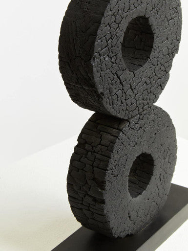 Large Charred Black Mango Wood Log Candle Holder | Fidel