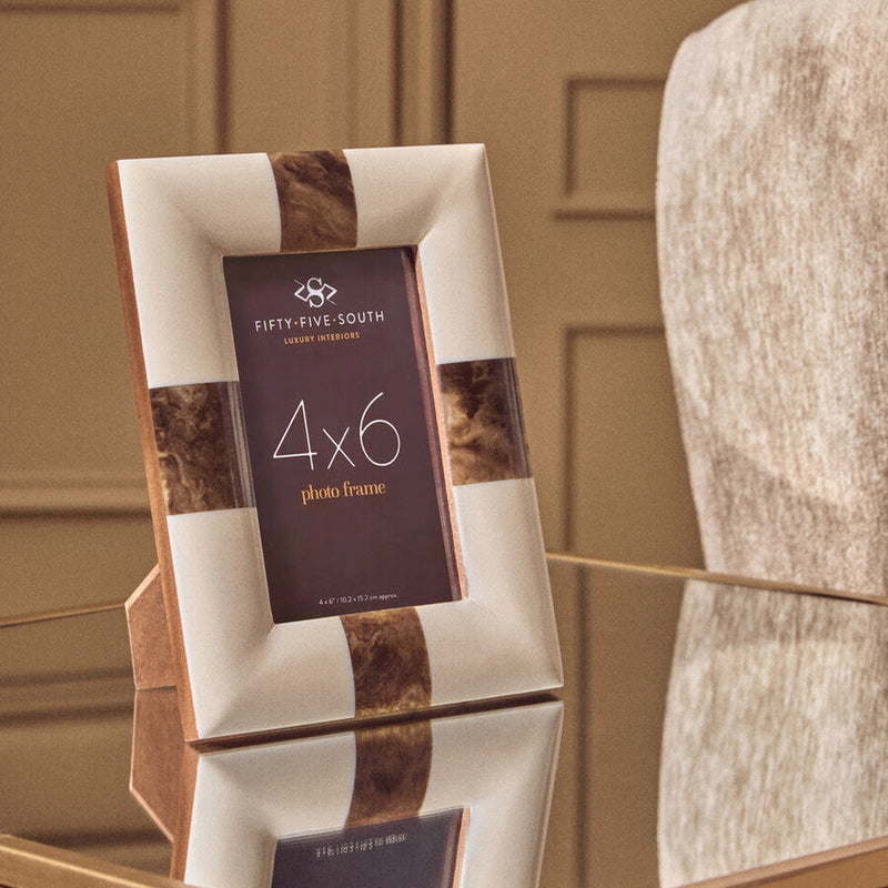 Decio 4In X 6In Cream And Brown Finish Photo Frame