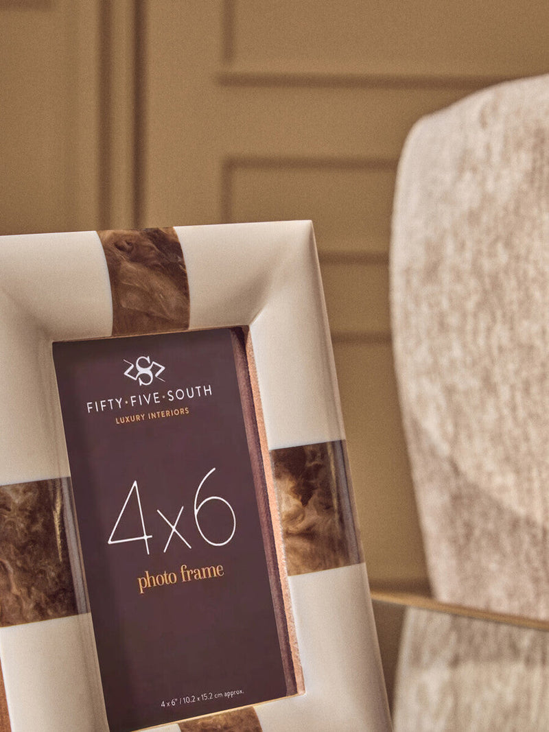 Decio 4In X 6In Cream And Brown Finish Photo Frame