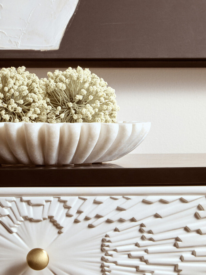 Small White Fluted Marble Bowl | Savio