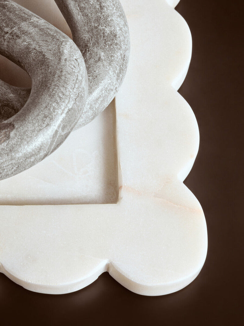 White Marble Square Large Tray with Scallop Edges | Savio