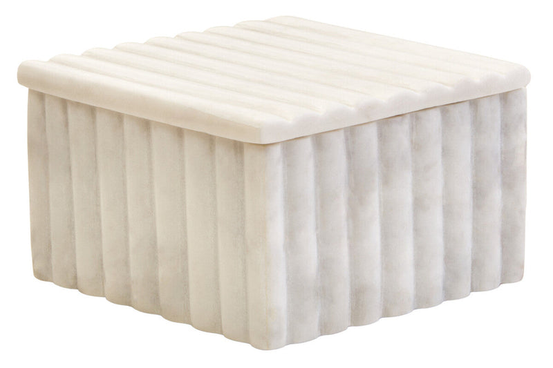 Square White Fluted Marble Box | Savio