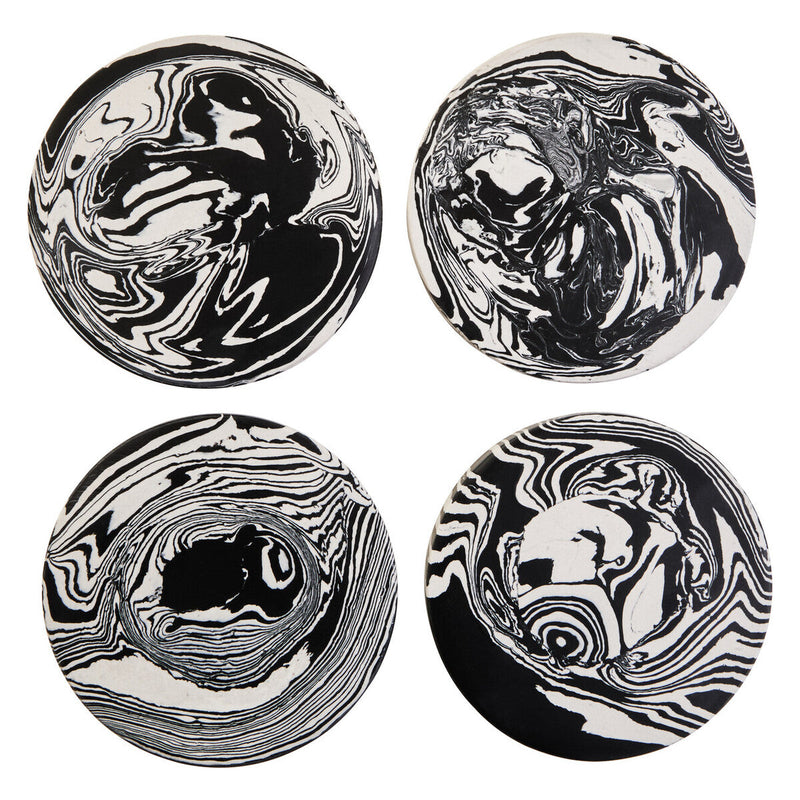 Set of Four Black and White Marble Coasters | Helsa