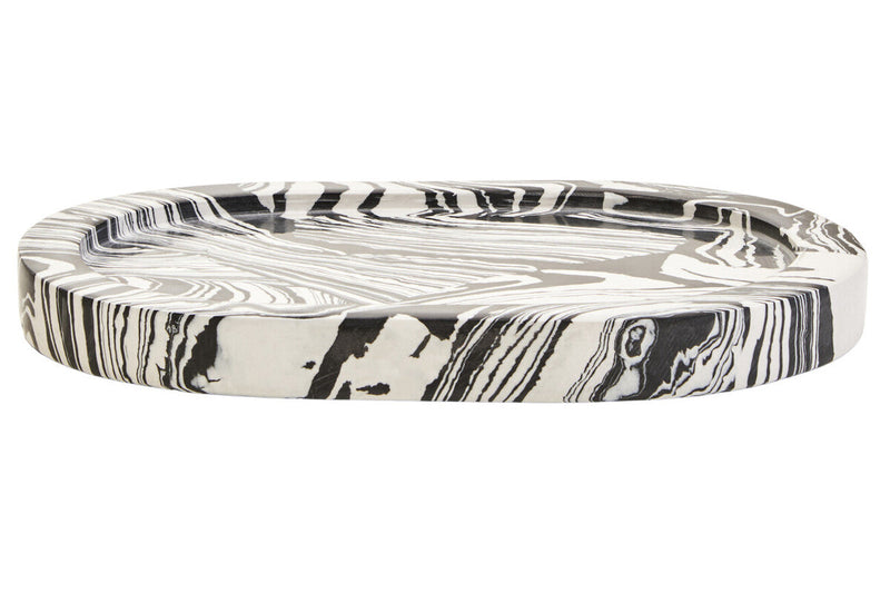 Black and White Oval Marble Tray | Helsa