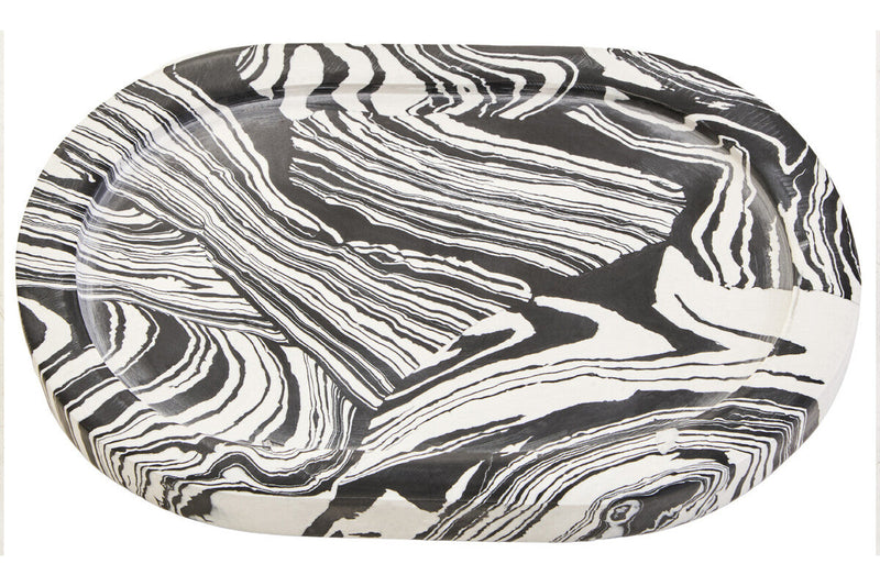 Black and White Oval Marble Tray | Helsa