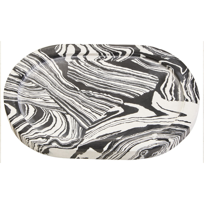 Black and White Oval Marble Tray | Helsa