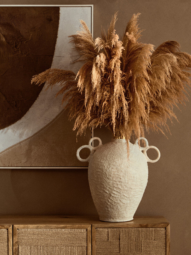 Cotton Mache Large Vase with Decorative Handles | Sanai