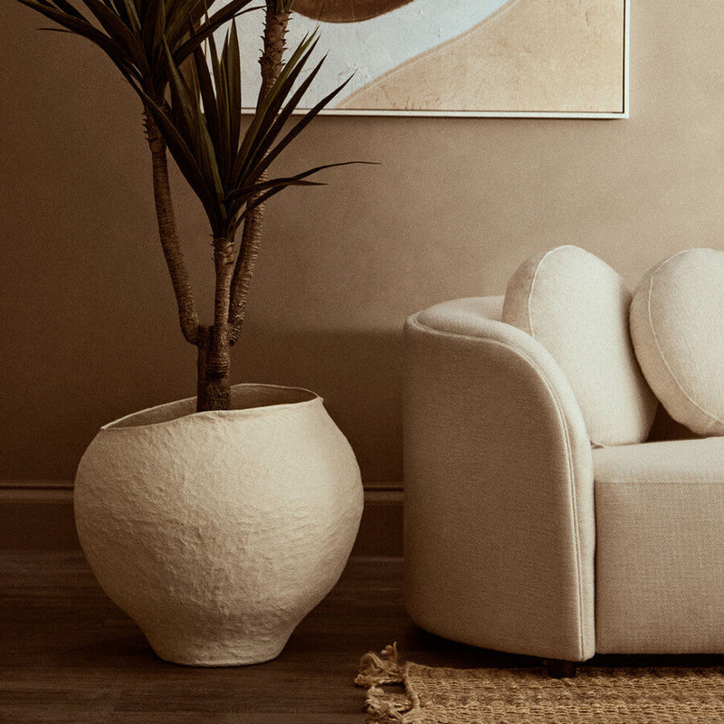 Cotton Mache Large Beige Planter | Sanai