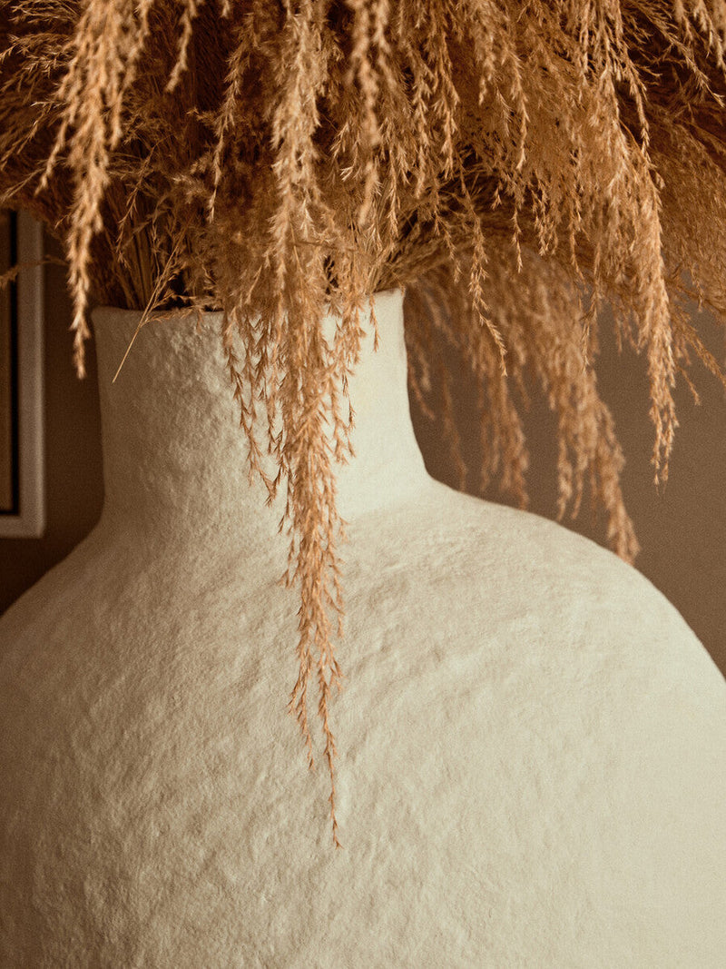 Cotton Mache Large Cream Vase | Sanai