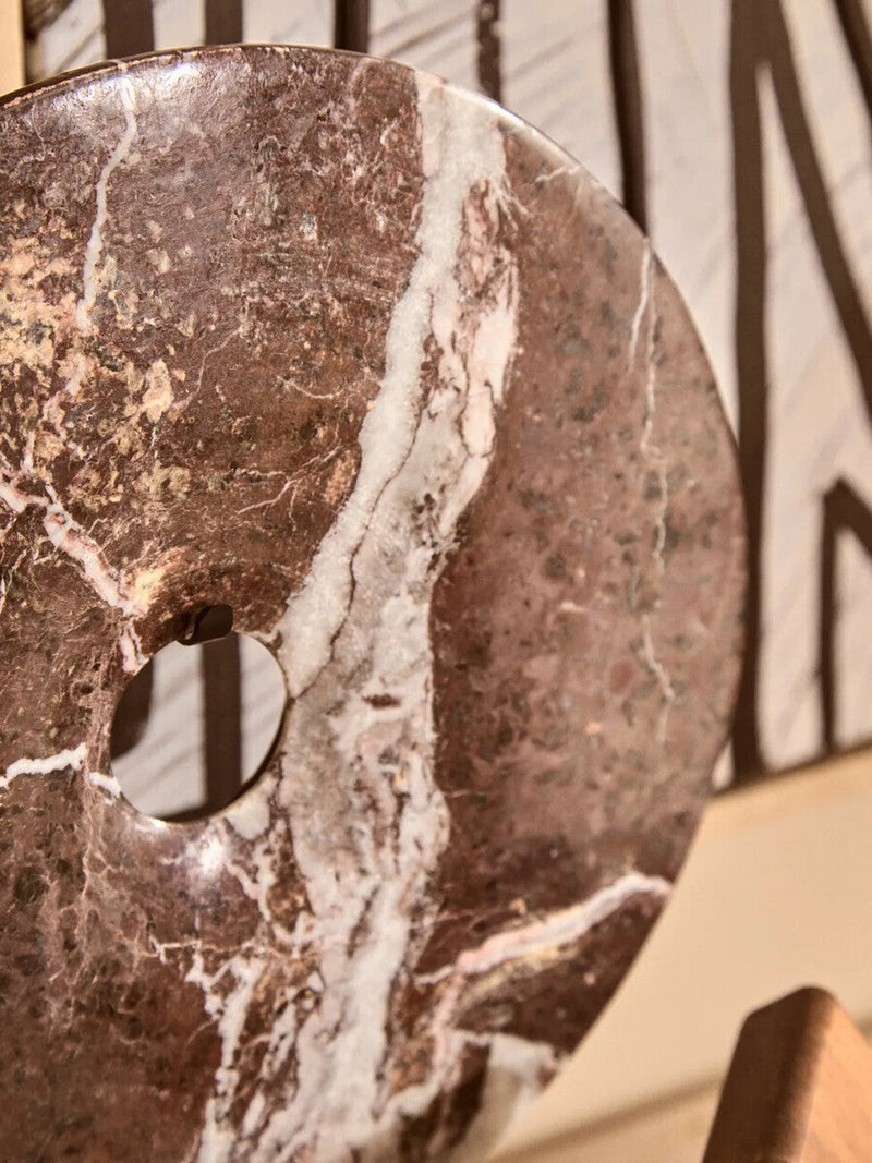 Salmo Small Red Marble Round Dia 20cm Disc Sculpture