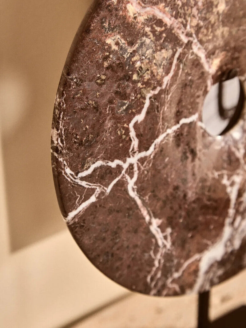Salmo Small Red Marble Round Dia 20cm Disc Sculpture