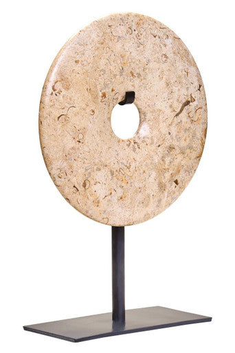Large Natural Speckled Marble Round Dia 30cm Disc Sculpture | Zoro