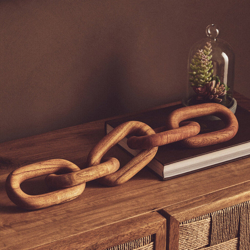 Brown Wood 5 Link Table Decor Chain | Cato