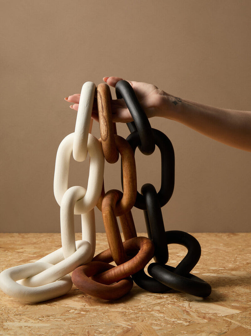 White Wood 5 Link Table Decor Chain | Cato