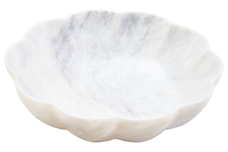 Large White Marble Scalloped Bowl | Zoro