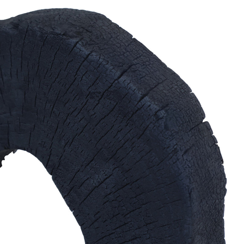 Black Mango Wood Sculpture with Travertine Base | Tibor