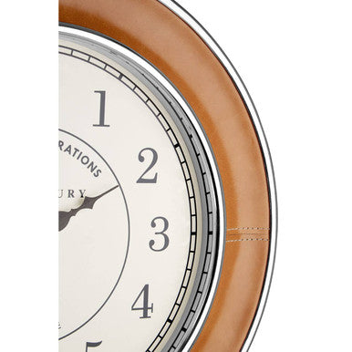 Churchill 45cm Dia Tan Genuine Leather Small Wall Clock