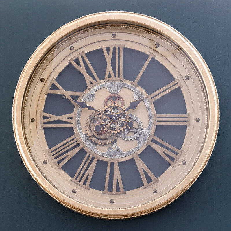 Cassop 82cm Dia Antique Gold Round Wall Clock