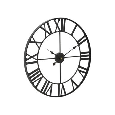 Genova 60cm Dia Black Metal Wall Clock