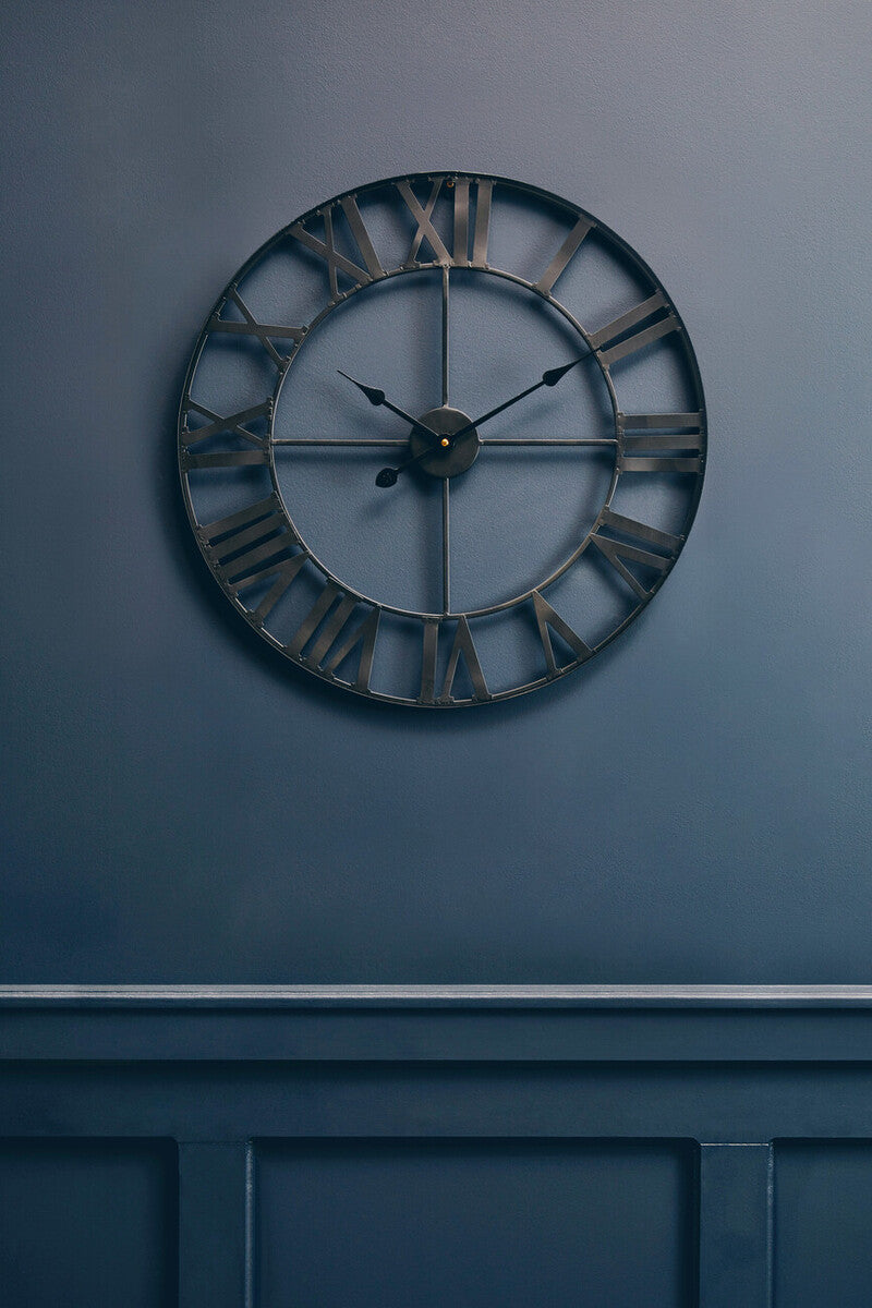Genova 60cm Dia Black Metal Wall Clock