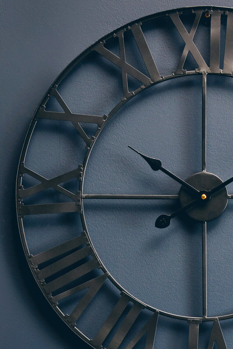 Genova 60cm Dia Black Metal Wall Clock