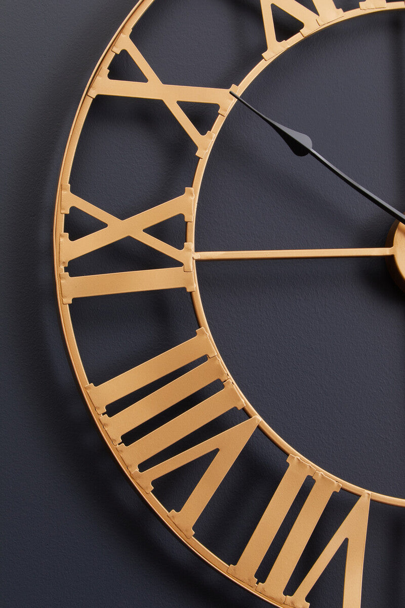 Genova 60cm Dia Large Gold Metal Wall Clock