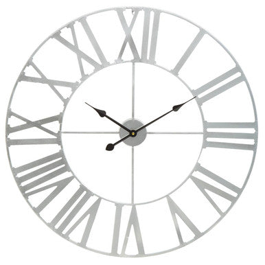Genova 80cm Dia Silver Metal Wall Clock