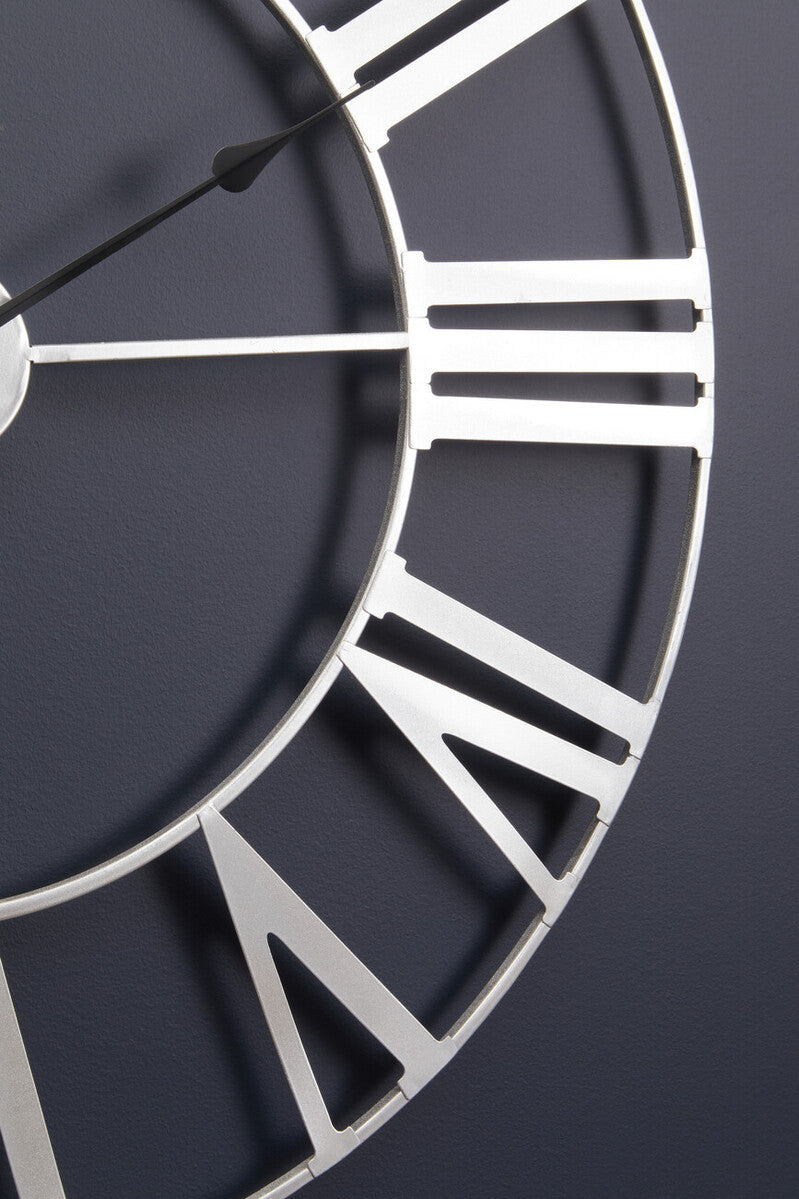 Genova 80cm Dia Silver Metal Wall Clock