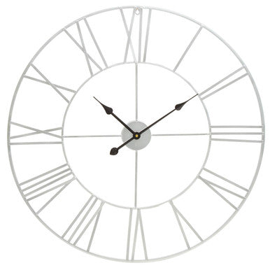 Genova 80cm Dia Silver Metal Roman Numeral Wall Clock