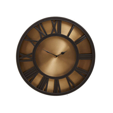 Mateo 41cm Dia Black and Antique Gold Small Wall Clock