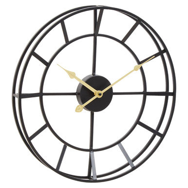 Kent 40cm Dia Small Black Finish Metal Wall Clock
