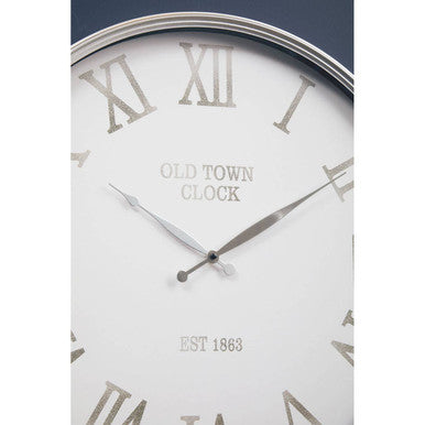 Kent 60cm Dia White and Silver Wall Clock