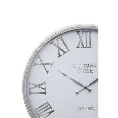 Kent 60cm Dia White and Silver Wall Clock